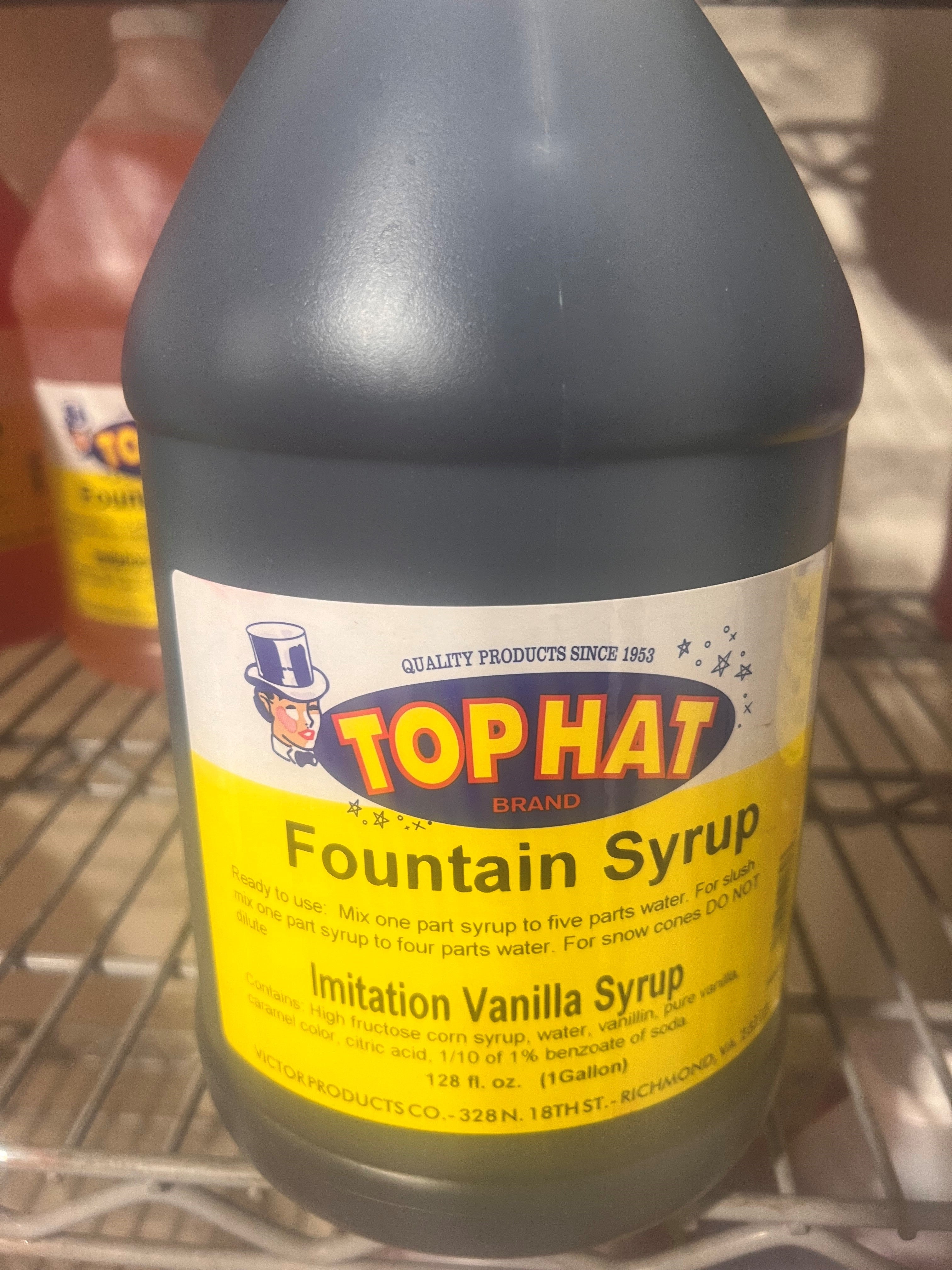 シロップ Top Hat Snow Cone Syrups- Gallons – Victor Products Co.